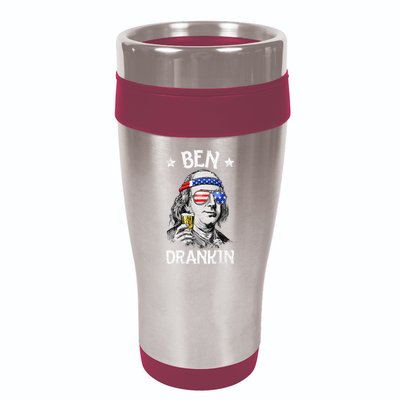 Ben Drankin 4th of July Benjamin Franklin Wo USA Flag 16oz Travel Tumbler