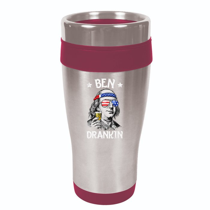 Ben Drankin 4th of July Benjamin Franklin Wo USA Flag 16oz Travel Tumbler