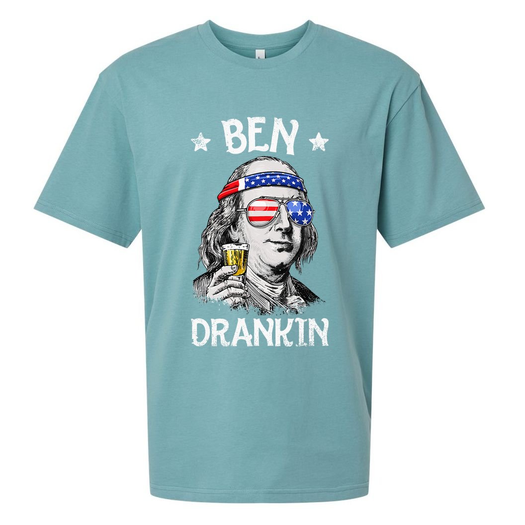 Ben Drankin 4th of July Benjamin Franklin Wo USA Flag Sueded Cloud Jersey T-Shirt