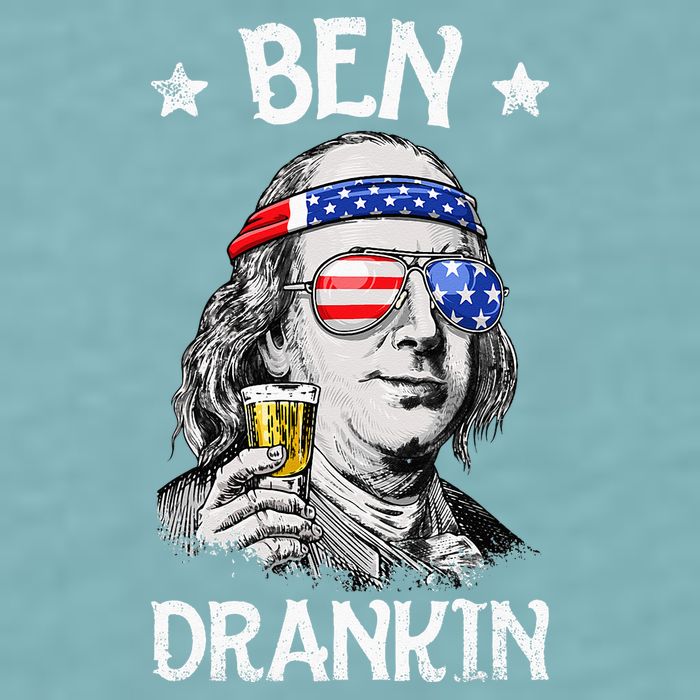 Ben Drankin 4th of July Benjamin Franklin Wo USA Flag Sueded Cloud Jersey T-Shirt