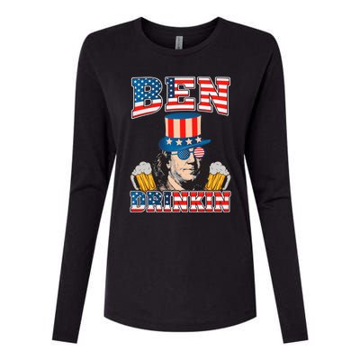 Ben Drankin 4th Of July Benjamin Franklin Usa Flag Gift Womens Cotton Relaxed Long Sleeve T-Shirt