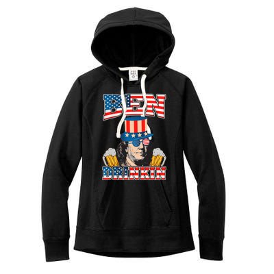 Ben Drankin 4th Of July Benjamin Franklin Usa Flag Gift Women's Fleece Hoodie