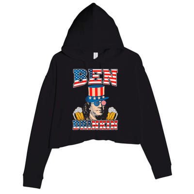 Ben Drankin 4th Of July Benjamin Franklin Usa Flag Gift Crop Fleece Hoodie