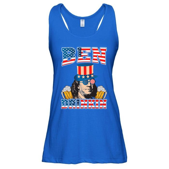 Ben Drankin 4th Of July Benjamin Franklin Usa Flag Gift Ladies Essential Flowy Tank