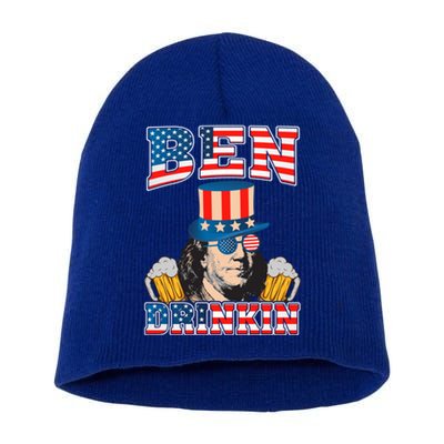 Ben Drankin 4th Of July Benjamin Franklin Usa Flag Gift Short Acrylic Beanie