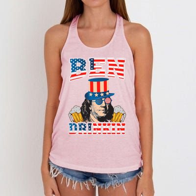 Ben Drankin 4th Of July Benjamin Franklin Usa Flag Gift Women's Knotted Racerback Tank