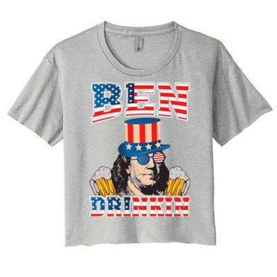 Ben Drankin 4th Of July Benjamin Franklin Usa Flag Gift Women's Crop Top Tee