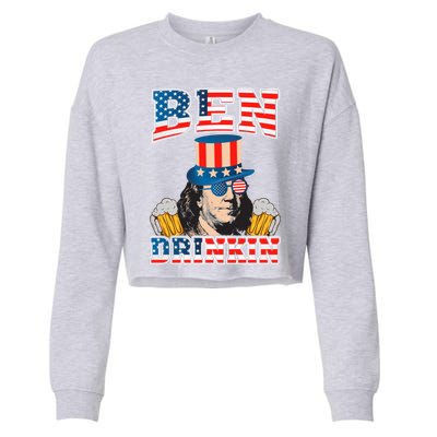 Ben Drankin 4th Of July Benjamin Franklin Usa Flag Gift Cropped Pullover Crew