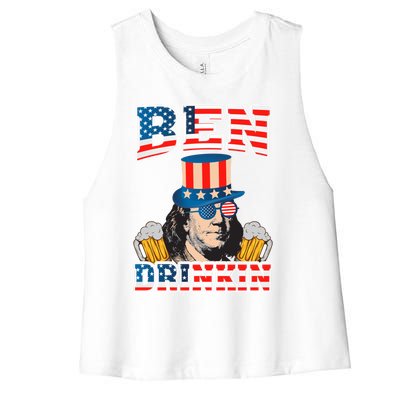 Ben Drankin 4th Of July Benjamin Franklin Usa Flag Gift Women's Racerback Cropped Tank