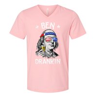 Ben Drankin 4th Of July Benjamin Franklin V-Neck T-Shirt