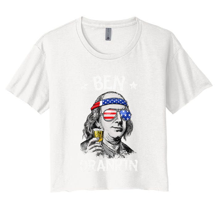 Ben Drankin 4th Of July Benjamin Franklin Women's Crop Top Tee