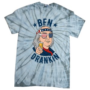 Ben Drankin 4th Of July Funny Benjamin Franklin Drinking Tie-Dye T-Shirt