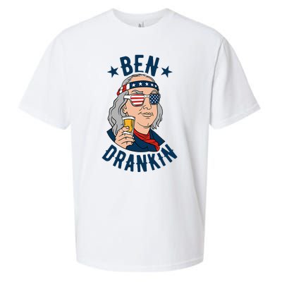 Ben Drankin 4th Of July Funny Benjamin Franklin Drinking Sueded Cloud Jersey T-Shirt