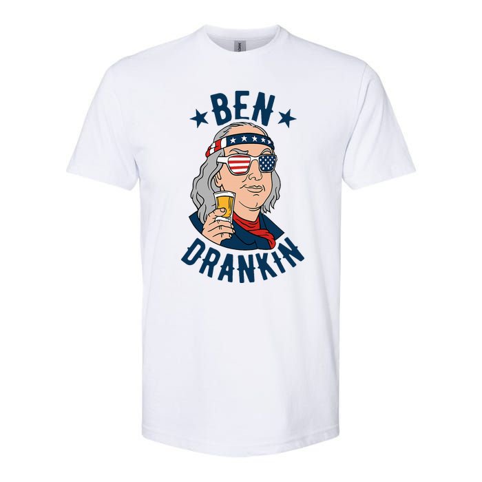 Ben Drankin 4th Of July Funny Benjamin Franklin Drinking Softstyle CVC T-Shirt