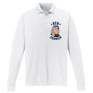 Ben Drankin 4th Of July Funny Benjamin Franklin Drinking Performance Long Sleeve Polo