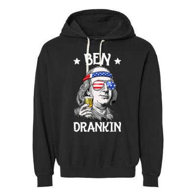 Ben Drankin 4th Of July Benjamin Franklin Men Women USA Flag Garment-Dyed Fleece Hoodie