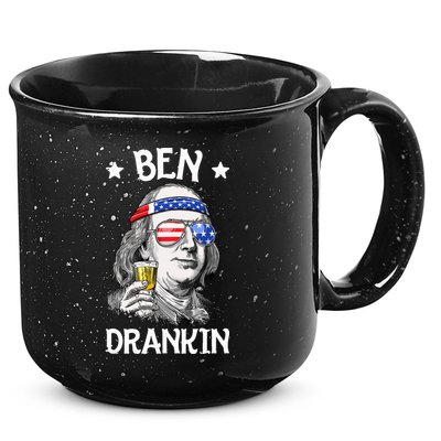 Ben Drankin 4th Of July Benjamin Franklin Men Women USA Flag 15oz Campfire Ceramic Mug