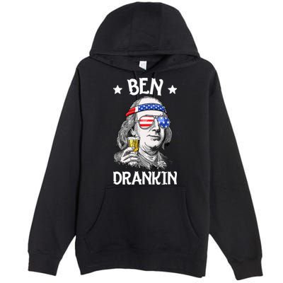 Ben Drankin 4th Of July Benjamin Franklin Men Women USA Flag Premium Pullover Hoodie