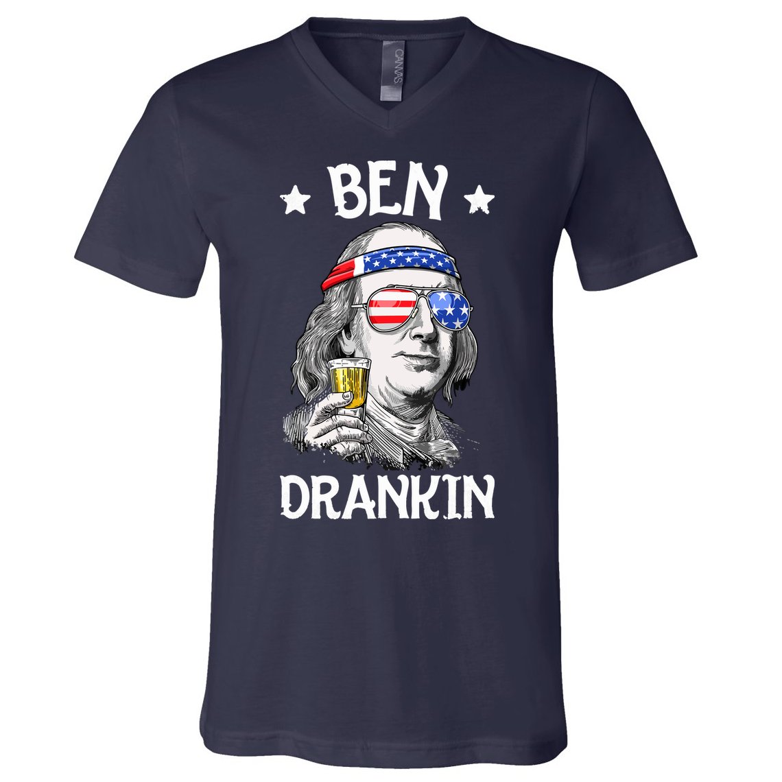 Ben Drankin 4th Of July Benjamin Franklin Men Women USA Flag V-Neck T-Shirt