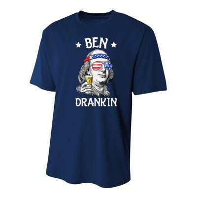 Ben Drankin 4th Of July Benjamin Franklin Men Women USA Flag Youth Performance Sprint T-Shirt