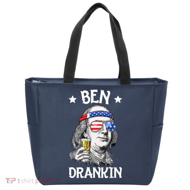 Ben Drankin 4th Of July Benjamin Franklin Men Women USA Flag Zip Tote Bag