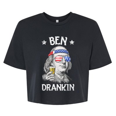 Ben Drankin 4th Of July Benjamin Franklin Usa Flag Bella+Canvas Jersey Crop Tee