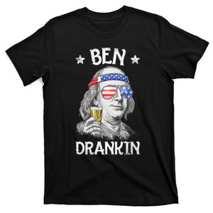 Ben Drankin 4th Of July Benjamin Franklin Usa Flag T-Shirt