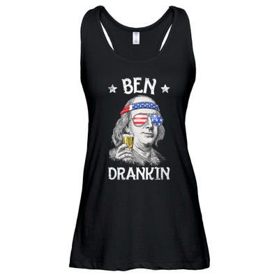 Ben Drankin 4th Of July Benjamin Franklin Usa Flag Ladies Essential Flowy Tank