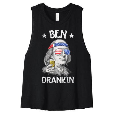 Ben Drankin 4th Of July Benjamin Franklin Usa Flag Women's Racerback Cropped Tank