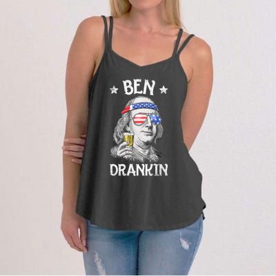 Ben Drankin 4th Of July Benjamin Franklin Usa Flag Women's Strappy Tank