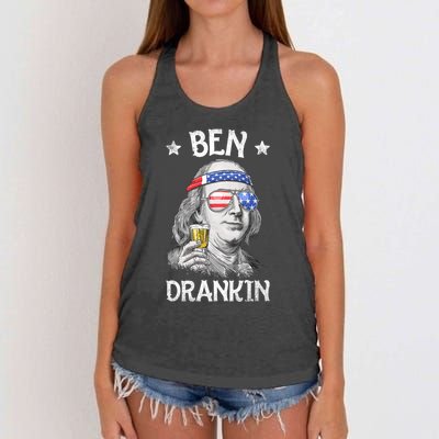 Ben Drankin 4th Of July Benjamin Franklin Usa Flag Women's Knotted Racerback Tank