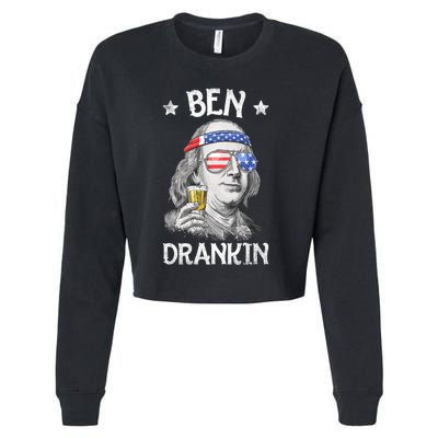 Ben Drankin 4th Of July Benjamin Franklin Usa Flag Cropped Pullover Crew