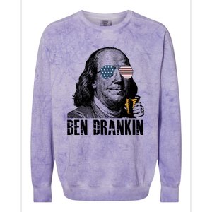 Ben Drankin 4th Of July Benjamin Franklin Colorblast Crewneck Sweatshirt