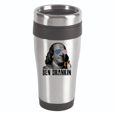 Ben Drankin 4th Of July Benjamin Franklin 16oz Travel Tumbler