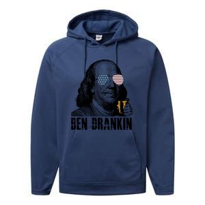 Ben Drankin 4th Of July Benjamin Franklin Performance Fleece Hoodie