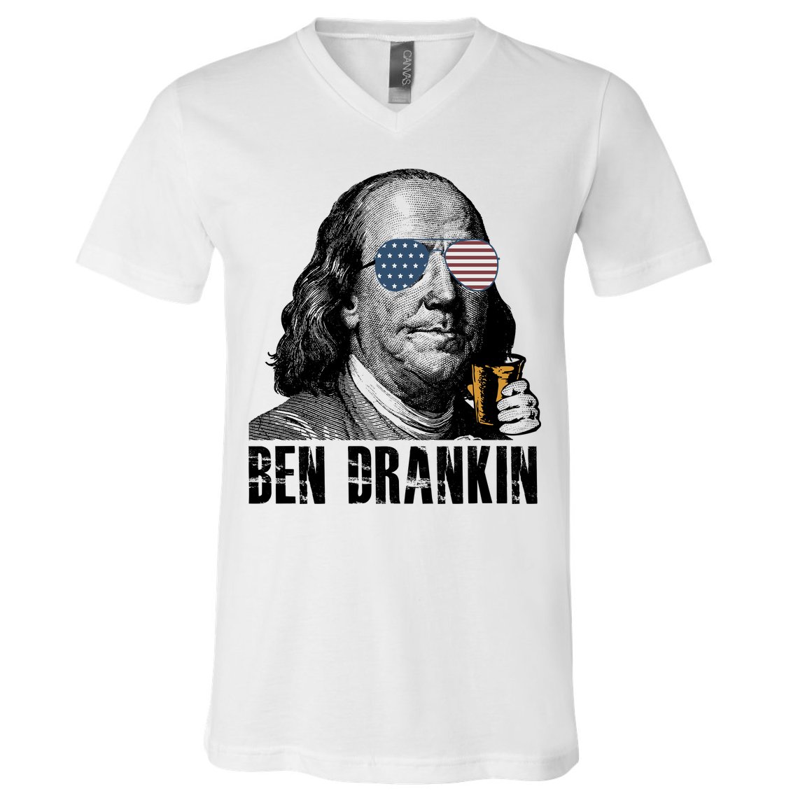 Ben Drankin 4th Of July Benjamin Franklin V-Neck T-Shirt