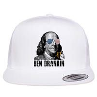 Ben Drankin 4th Of July Benjamin Franklin Flat Bill Trucker Hat