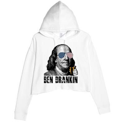 Ben Drankin 4th Of July Benjamin Franklin Crop Fleece Hoodie