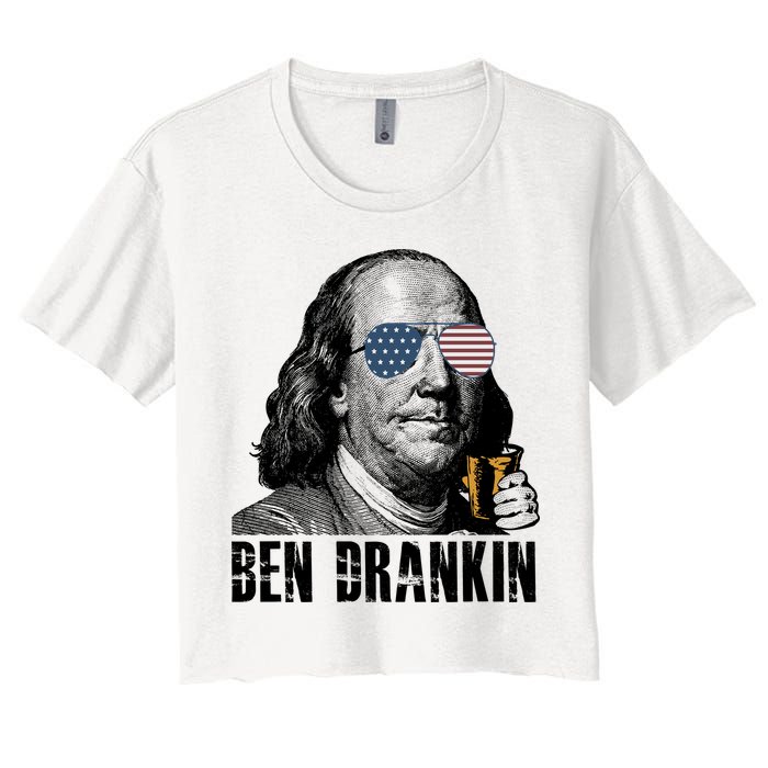 Ben Drankin 4th Of July Benjamin Franklin Women's Crop Top Tee