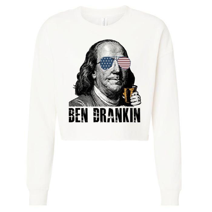 Ben Drankin 4th Of July Benjamin Franklin Cropped Pullover Crew