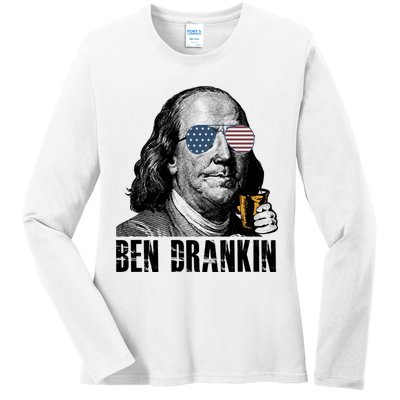 Ben Drankin 4th Of July Benjamin Franklin Ladies Long Sleeve Shirt