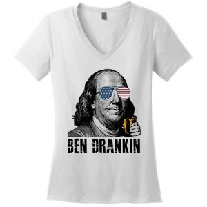 Ben Drankin 4th Of July Benjamin Franklin Women's V-Neck T-Shirt