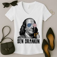Ben Drankin 4th Of July Benjamin Franklin Women's V-Neck T-Shirt