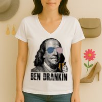 Ben Drankin 4th Of July Benjamin Franklin Women's V-Neck T-Shirt