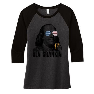 Ben Drankin 4th Of July Benjamin Franklin Women's Tri-Blend 3/4-Sleeve Raglan Shirt