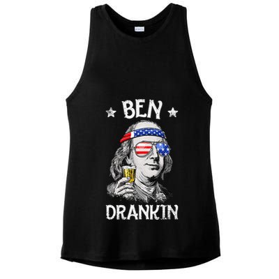 Ben Drankin 4th Of July Benjamin Franklin Usa Flag Ladies PosiCharge Tri-Blend Wicking Tank
