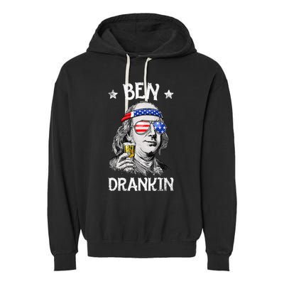 Ben Drankin 4th Of July Benjamin Franklin Usa Flag Garment-Dyed Fleece Hoodie