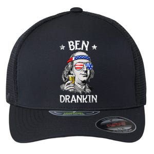 Ben Drankin 4th Of July Benjamin Franklin Usa Flag Flexfit Unipanel Trucker Cap