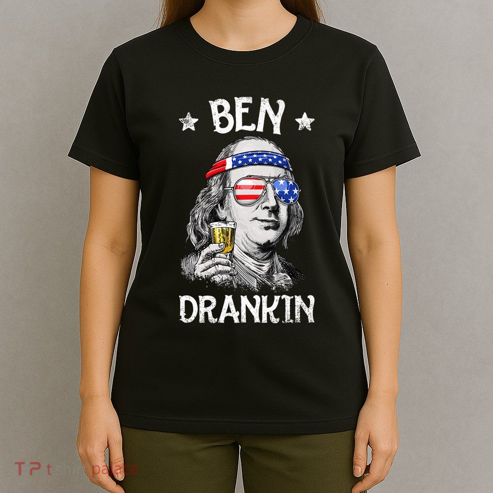 Ben Drankin 4th Of July Benjamin Franklin Usa Flag T-Shirt