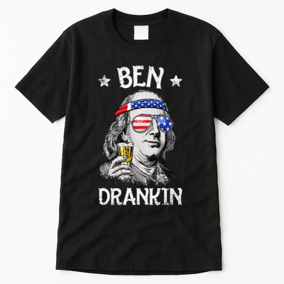 Ben Drankin 4th Of July Benjamin Franklin Usa Flag Tall T-Shirt
